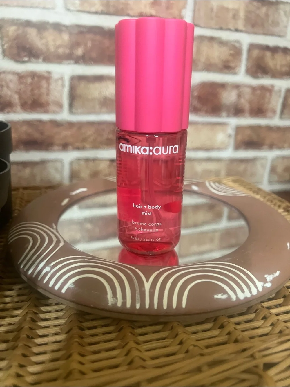 amika Pink Aura Hair + Body Mist in Bright Pink Bottle